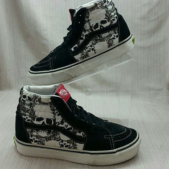 skull vans high tops